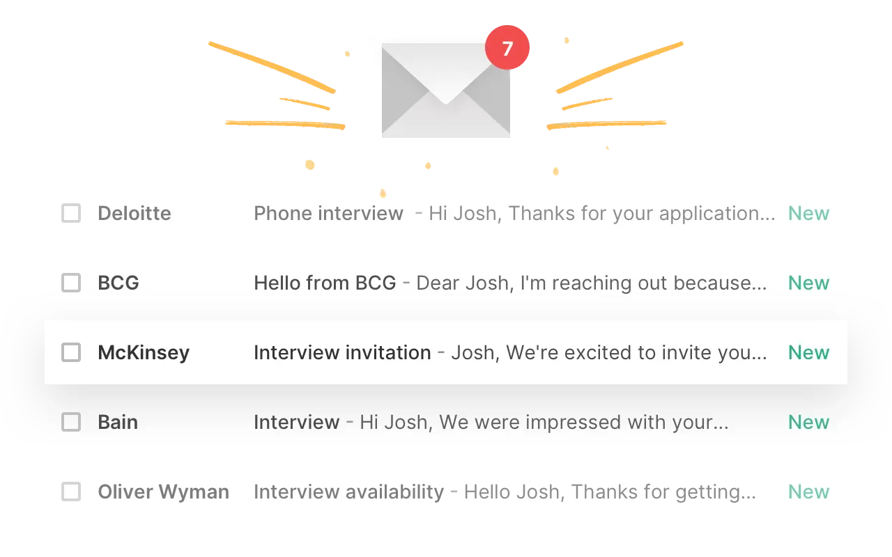 Email box with multiple interview invitations