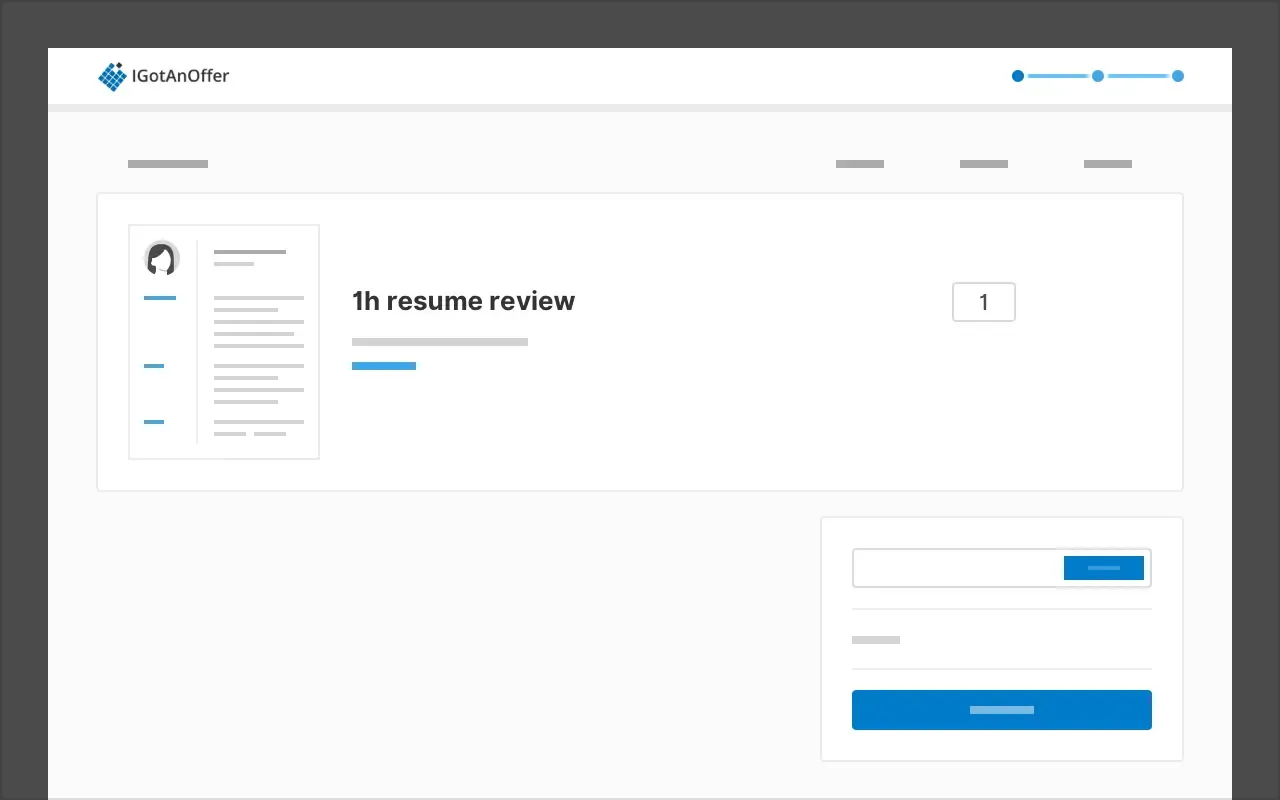 Screenshot of the cart page with 1h resume review session added