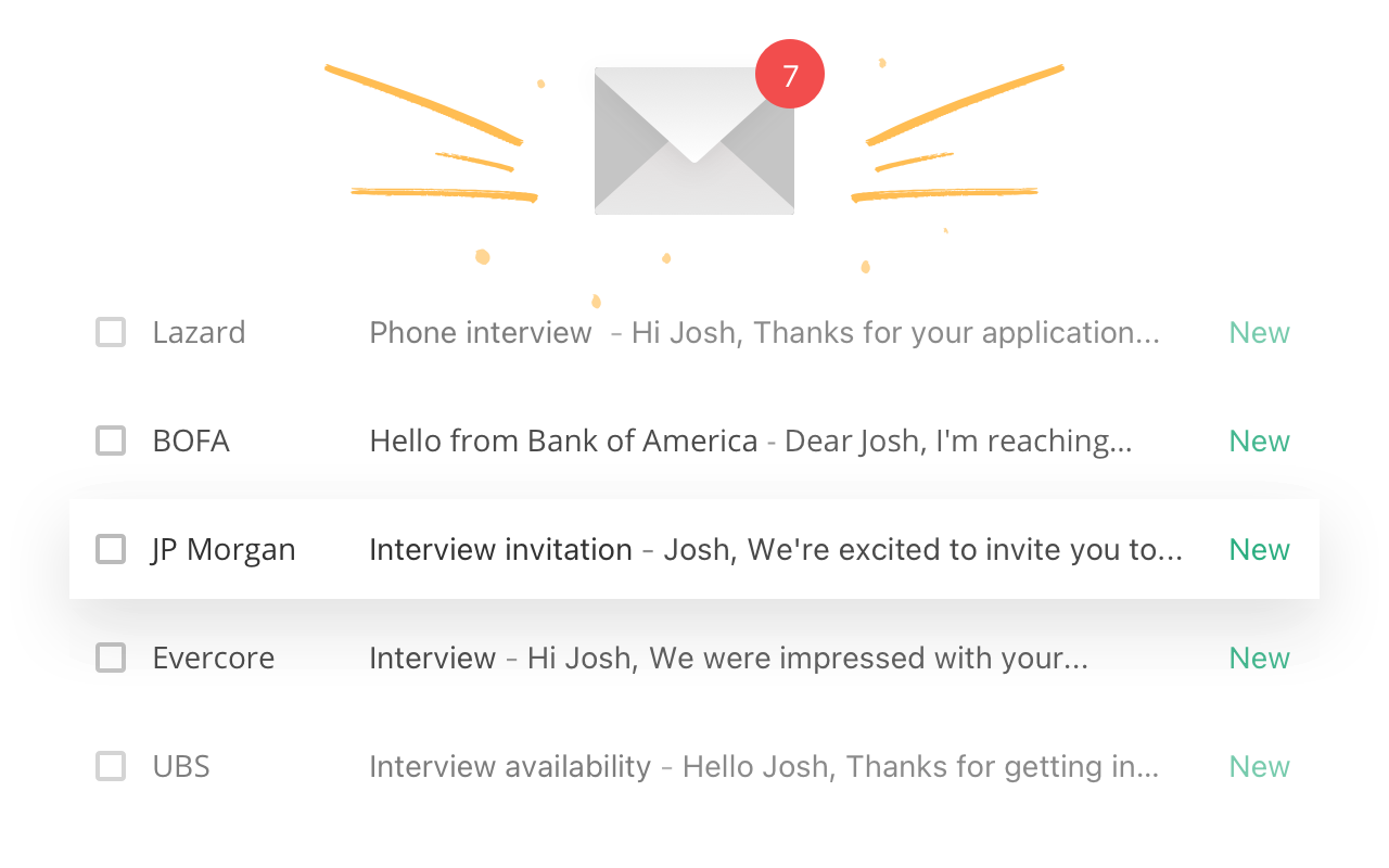 Email box with multiple interview invitations