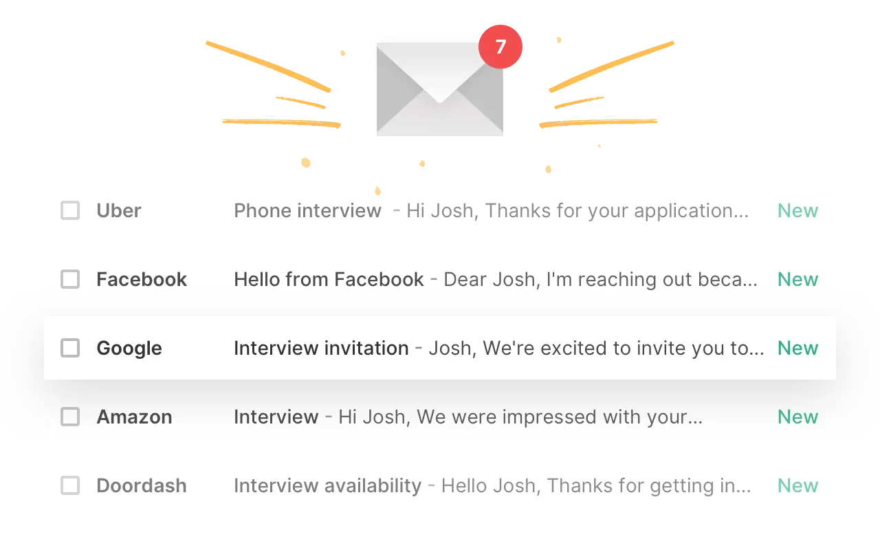 Email box with multiple interview invitations